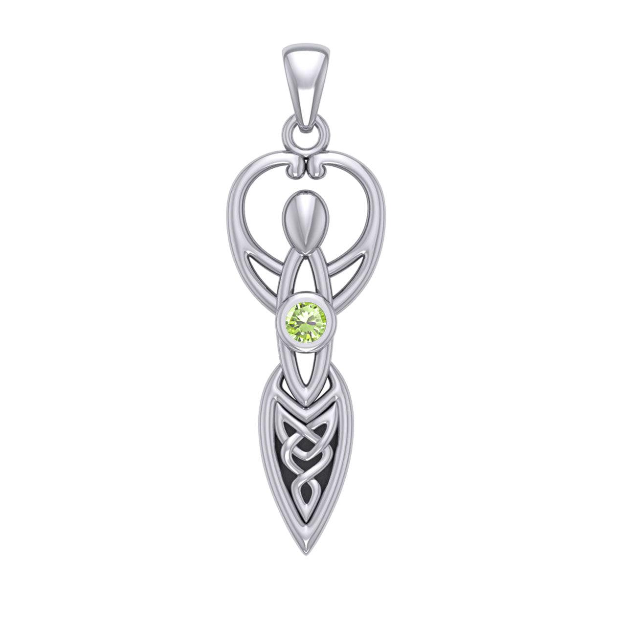 Celtic Goddess with Birthstone Silver Pendant TPD5959 - Jewelry