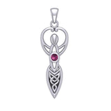 Celtic Goddess with Birthstone Silver Pendant TPD5959 - Jewelry