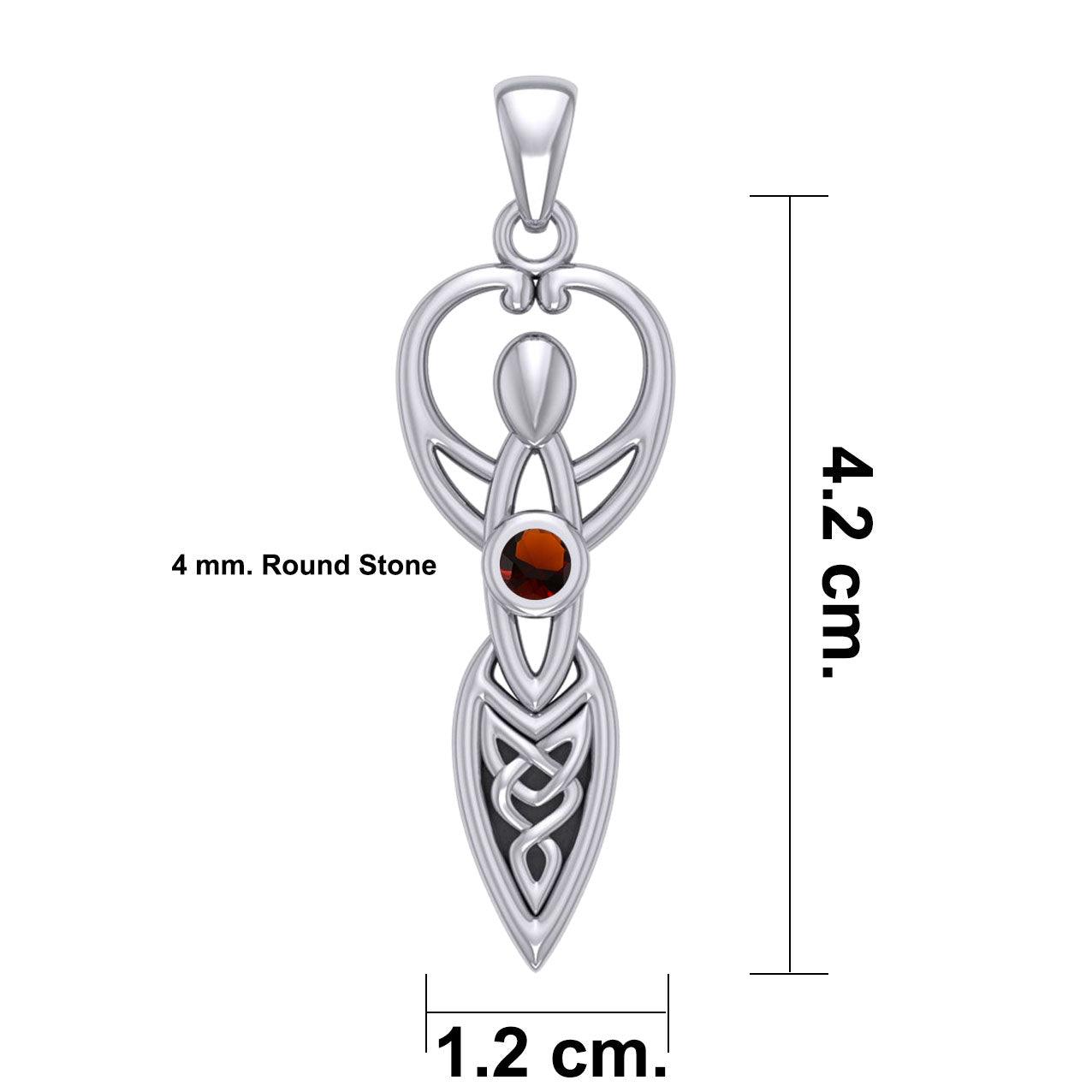Celtic Goddess with Birthstone Silver Pendant TPD5959 - Jewelry