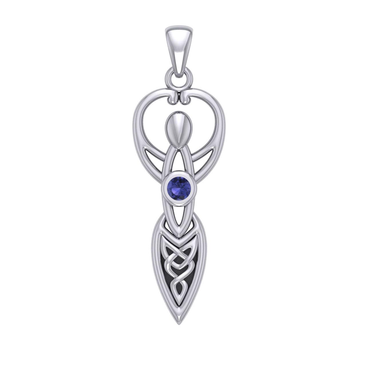 Celtic Goddess with Birthstone Silver Pendant TPD5959 - Jewelry
