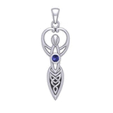 Celtic Goddess with Birthstone Silver Pendant TPD5959 - Jewelry