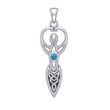 Celtic Goddess with Birthstone Silver Pendant TPD5959 - Jewelry