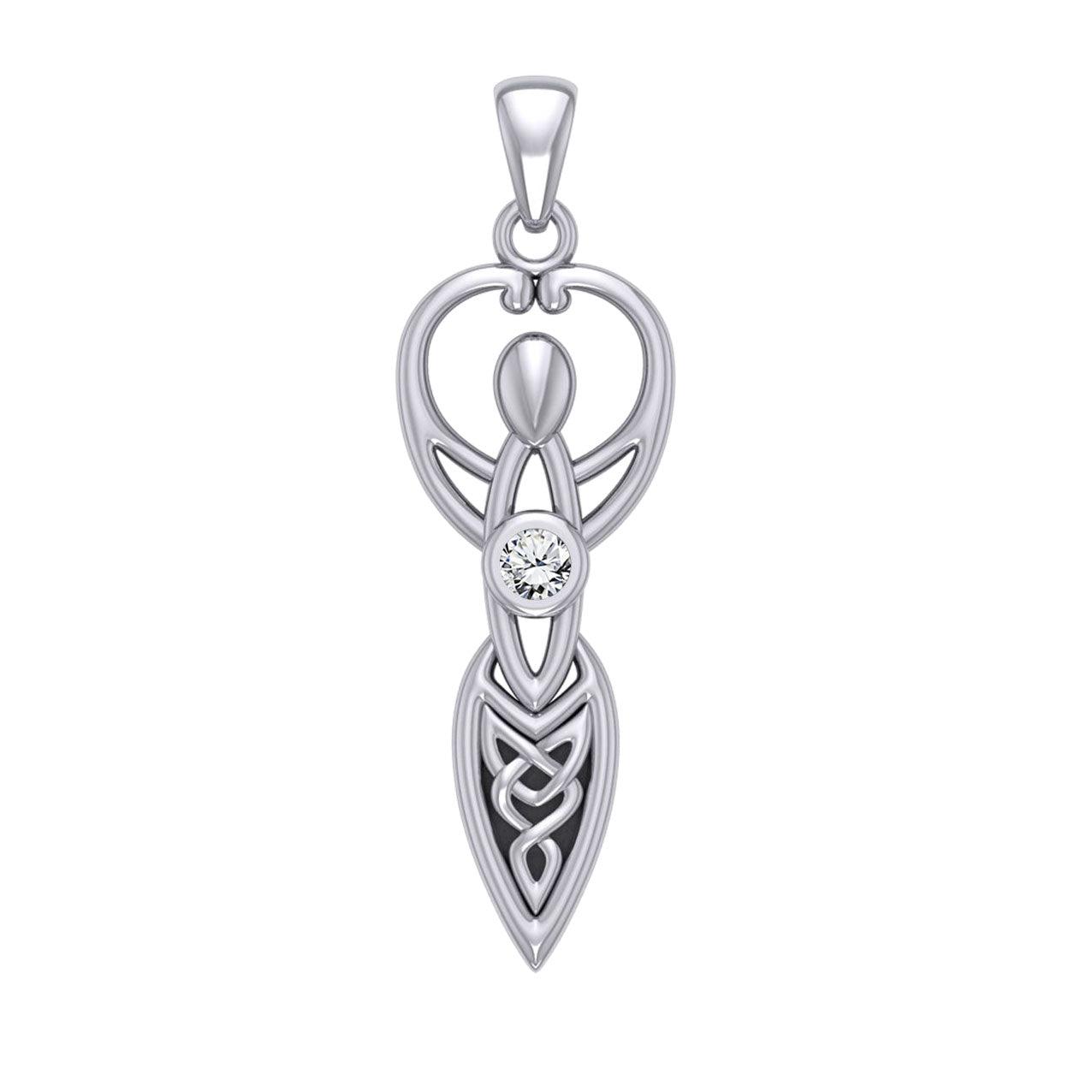 Celtic Goddess with Birthstone Silver Pendant TPD5959 - Jewelry
