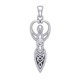 Celtic Goddess with Birthstone Silver Pendant TPD5959 - Jewelry
