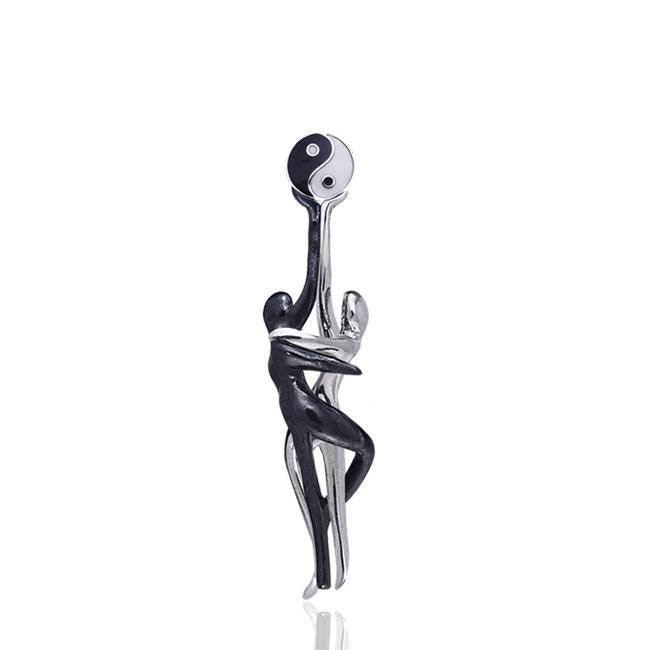 Yin Yang Lovers Silver Pendant TPD596 - Jewelry