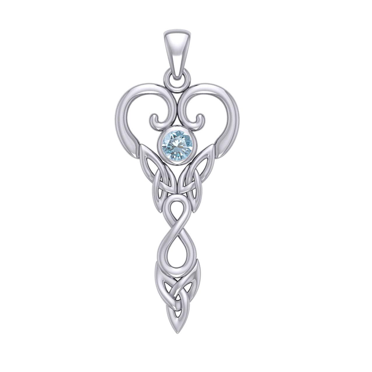 Celtic Infinity Goddess with Birthstone Silver Pendant TPD5960 - Jewelry