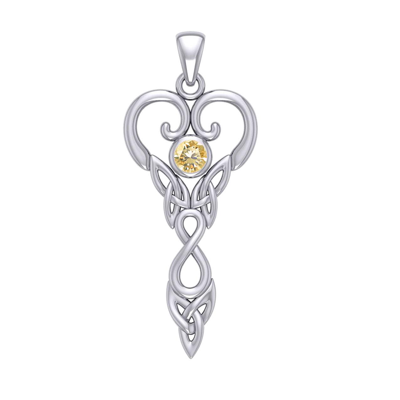 Celtic Infinity Goddess with Birthstone Silver Pendant TPD5960 - Jewelry