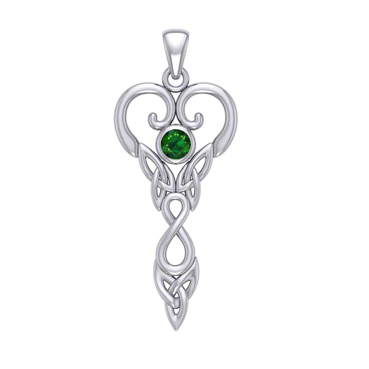 Celtic Infinity Goddess with Birthstone Silver Pendant TPD5960 - Jewelry