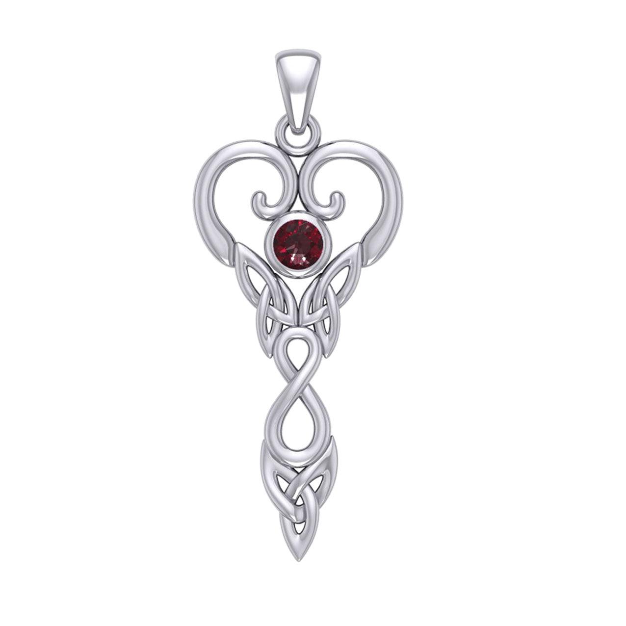 Celtic Infinity Goddess with Birthstone Silver Pendant TPD5960 - Jewelry