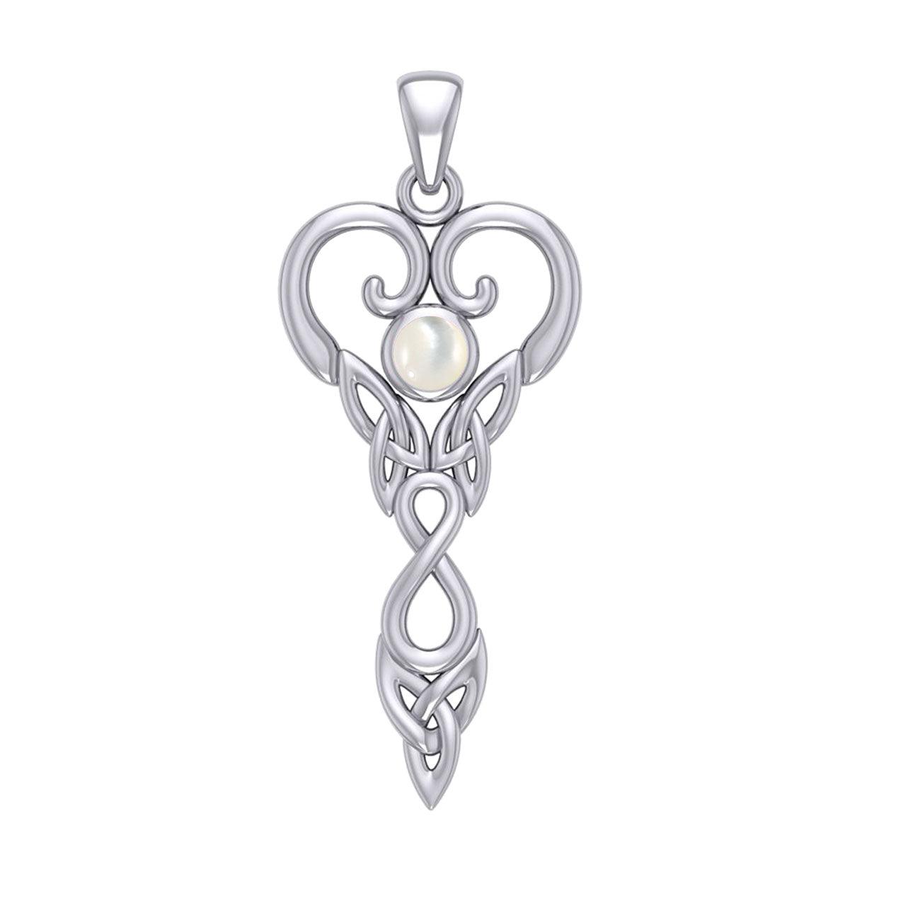 Celtic Infinity Goddess with Birthstone Silver Pendant TPD5960 - Jewelry