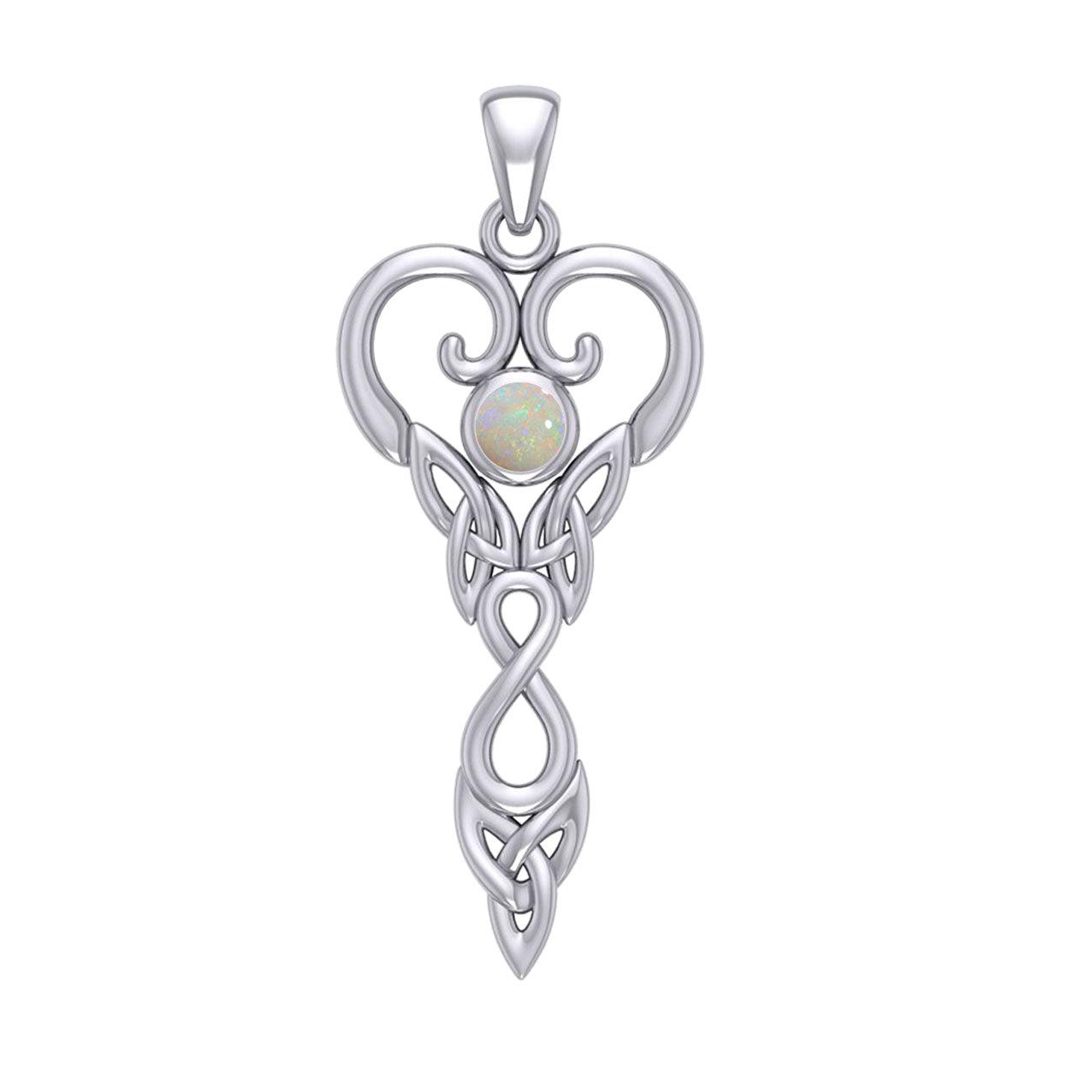 Celtic Infinity Goddess with Birthstone Silver Pendant TPD5960 - Jewelry