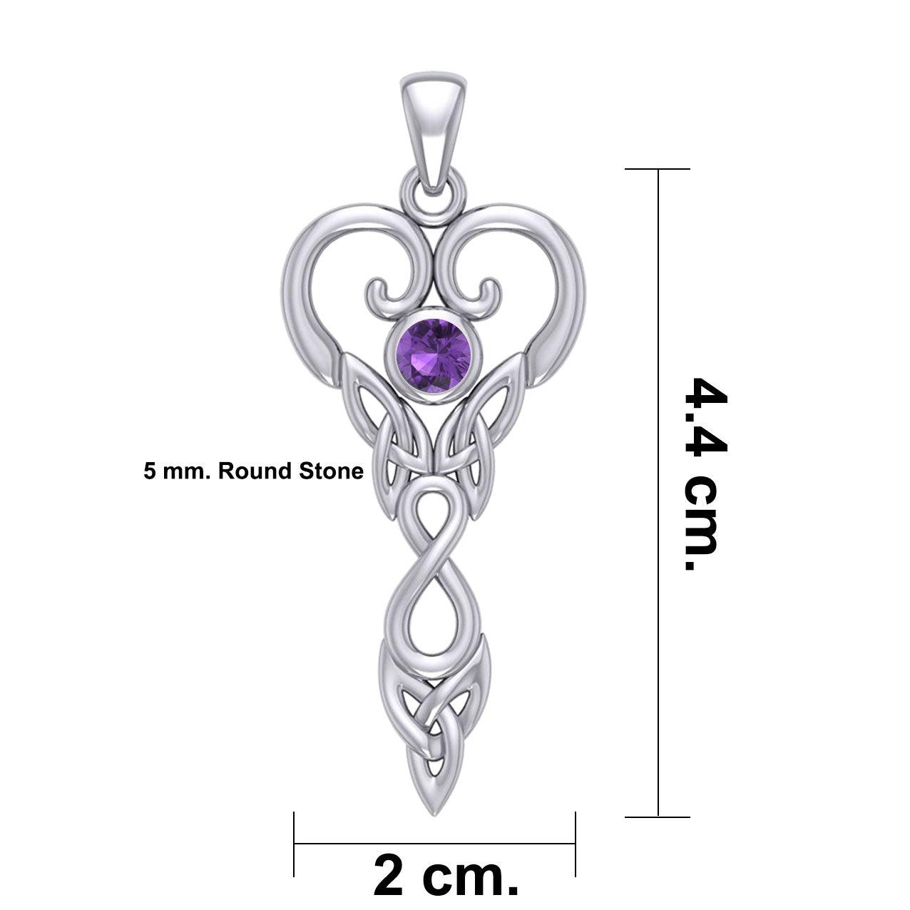 Celtic Infinity Goddess with Birthstone Silver Pendant TPD5960 - Jewelry