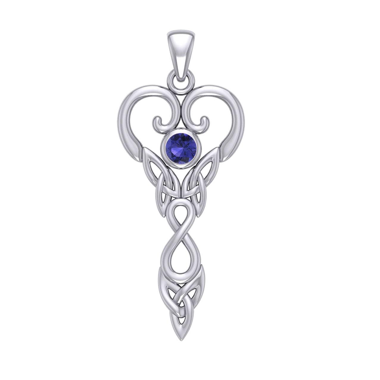 Celtic Infinity Goddess with Birthstone Silver Pendant TPD5960 - Jewelry