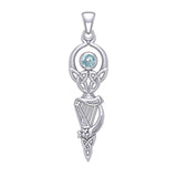 Celtic Goddess with Irish Harp Silver Pendant TPD5961 - Jewelry