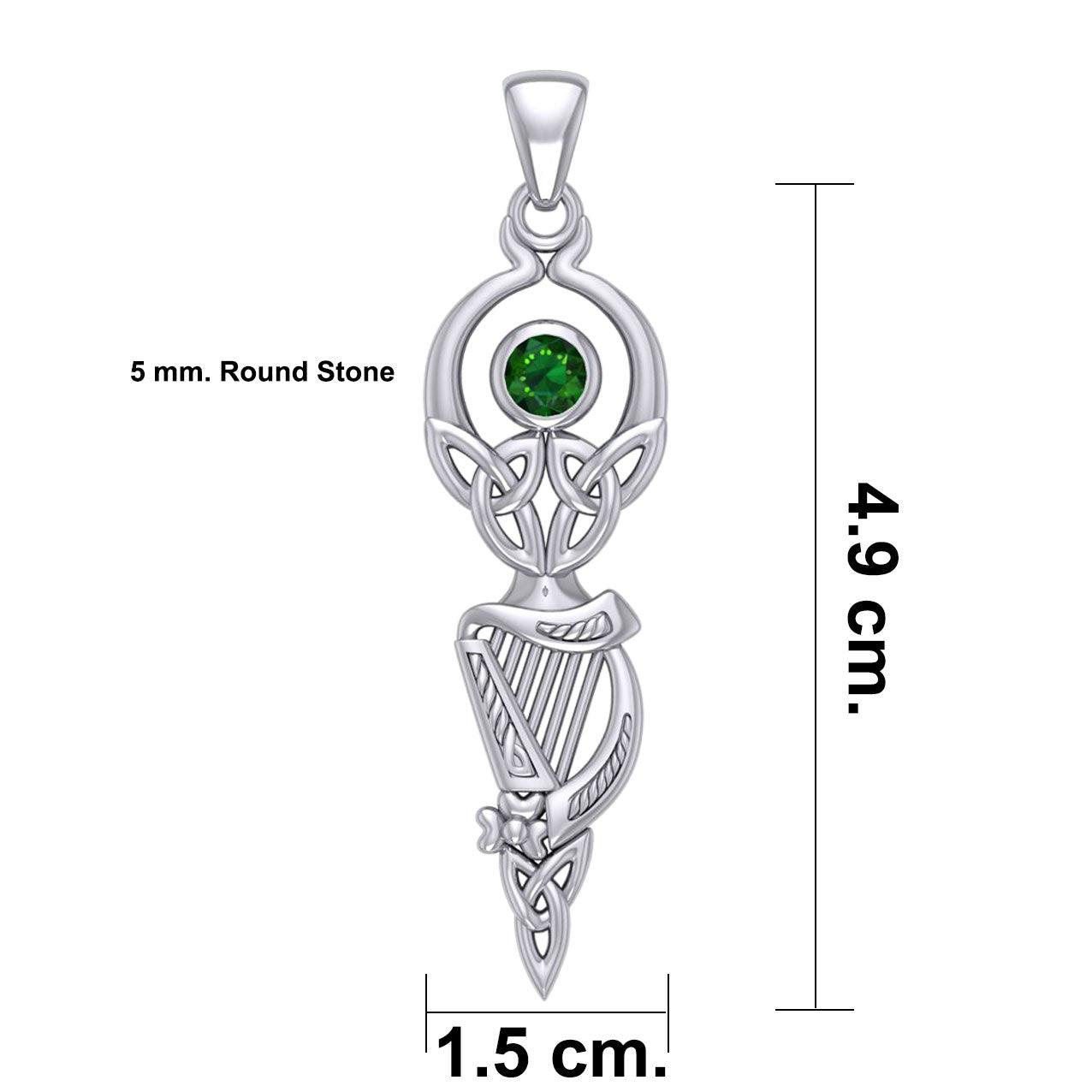 Celtic Goddess with Irish Harp Silver Pendant TPD5961 - Jewelry