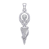 Celtic Goddess with Irish Harp Silver Pendant TPD5961 - Jewelry