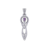 Celtic Knotwork Goddess with Gemstone Silver Pendant TPD5968 - Jewelry