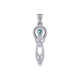 Celtic Knotwork Goddess with Gemstone Silver Pendant TPD5968 - Jewelry