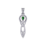 Celtic Knotwork Goddess with Gemstone Silver Pendant TPD5968 - Jewelry
