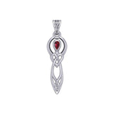 Celtic Knotwork Goddess with Gemstone Silver Pendant TPD5968 - Jewelry