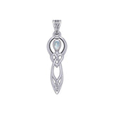 Celtic Knotwork Goddess with Gemstone Silver Pendant TPD5968 - Jewelry
