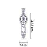 Celtic Knotwork Goddess with Gemstone Silver Pendant TPD5968 - Jewelry