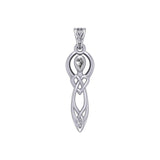 Celtic Knotwork Goddess with Gemstone Silver Pendant TPD5968 - Jewelry