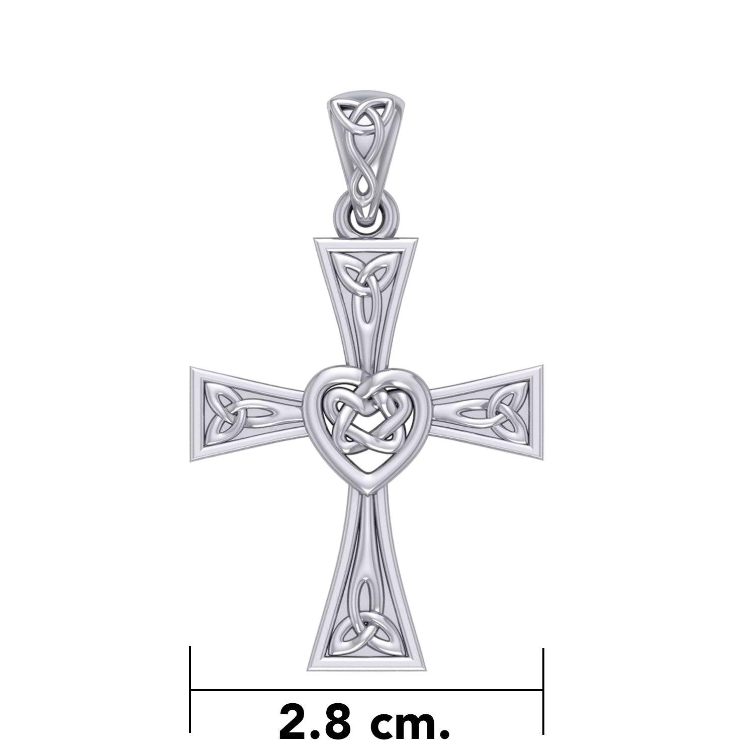Celtic Cross with Heart Silver Pendant TPD5973 - Jewelry