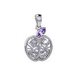 Celtic Spiritual Fruit Apple with Tree of Life Silver Pendant with Gemstone TPD5986 - Jewelry