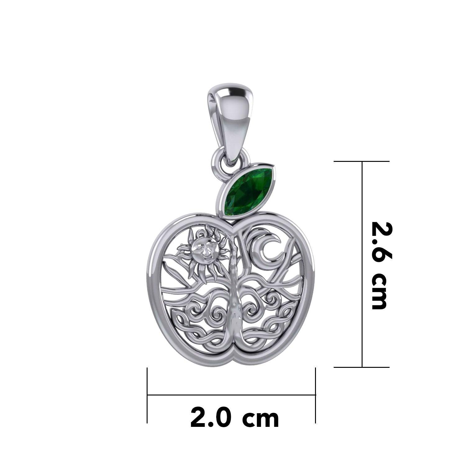 Celtic Spiritual Fruit Apple with Tree of Life Silver Pendant with Gemstone TPD5986 - Jewelry