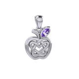 Celtic Spiritual Fruit Apple with Double Heart Silver Pendant with Gemstone TPD5987 - Jewelry