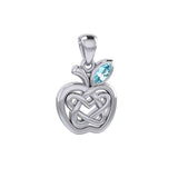 Celtic Spiritual Fruit Apple with Double Heart Silver Pendant with Gemstone TPD5987 - Jewelry
