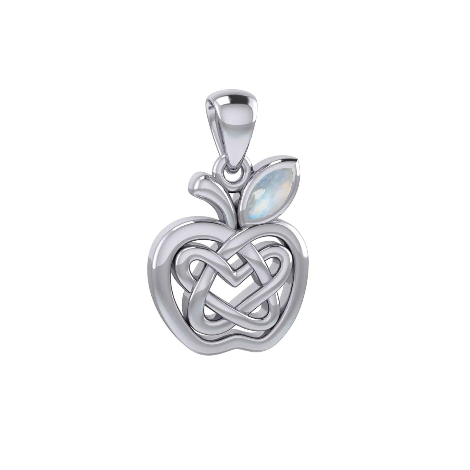 Celtic Spiritual Fruit Apple with Double Heart Silver Pendant with Gemstone TPD5987 - Jewelry