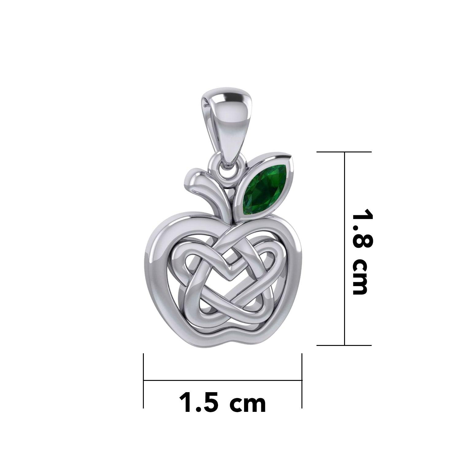 Celtic Spiritual Fruit Apple with Double Heart Silver Pendant with Gemstone TPD5987 - Jewelry