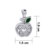 Celtic Spiritual Fruit Apple with Double Heart Silver Pendant with Gemstone TPD5987 - Jewelry