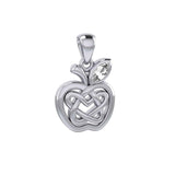 Celtic Spiritual Fruit Apple with Double Heart Silver Pendant with Gemstone TPD5987 - Jewelry