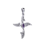 A beautiful statement of pride and faith ~ Sterling Silver Jewelry Celtic Cross Pendant with Gem TPD5988 - Jewelry