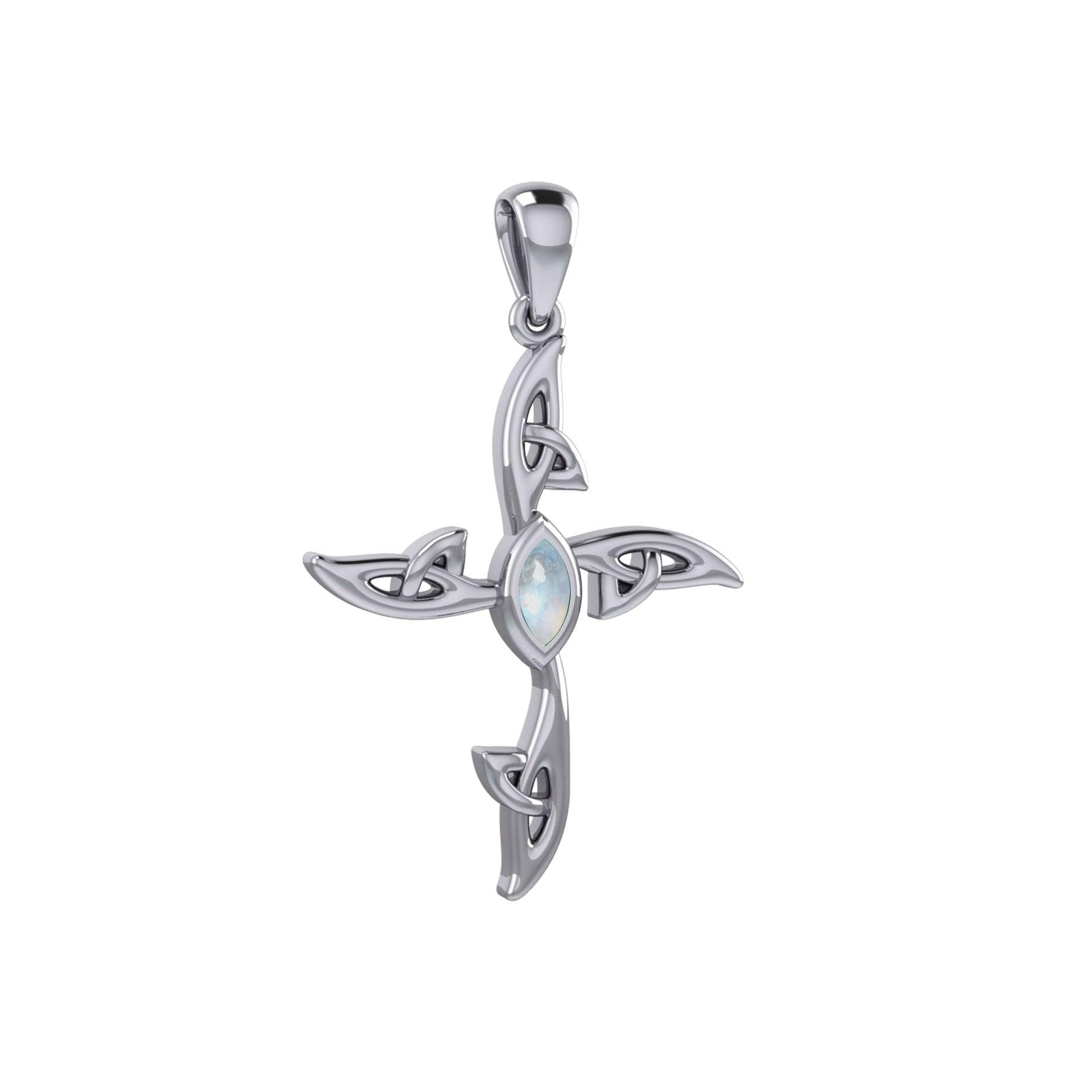 A beautiful statement of pride and faith ~ Sterling Silver Jewelry Celtic Cross Pendant with Gem TPD5988 - Jewelry