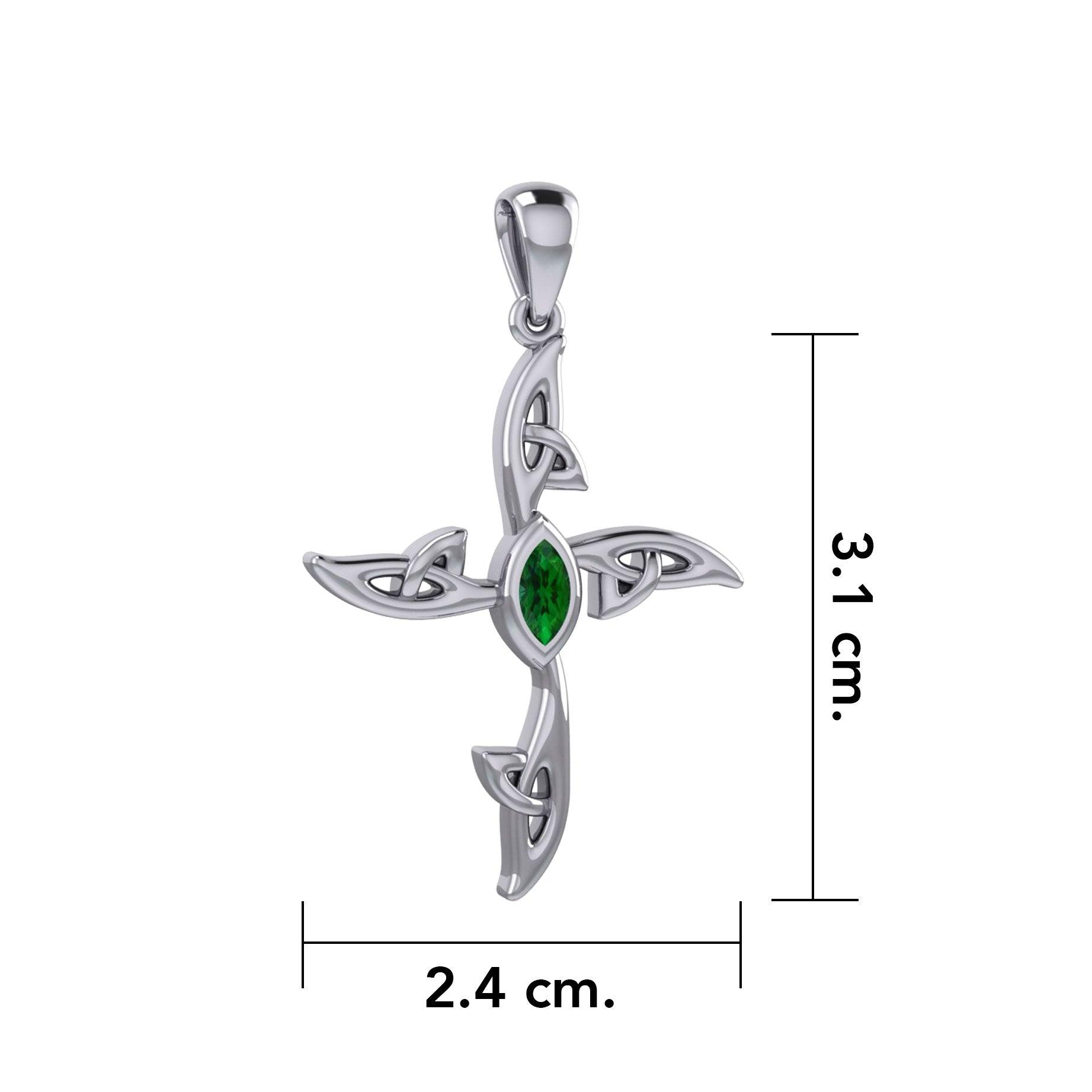 A beautiful statement of pride and faith ~ Sterling Silver Jewelry Celtic Cross Pendant with Gem TPD5988 - Jewelry