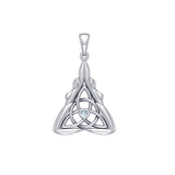 Double Goddess with Celtic Triquetra Silver Pendant with Gemstone TPD5989 - Jewelry