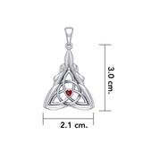 Double Goddess with Celtic Triquetra Silver Pendant with Gemstone TPD5989 - Jewelry