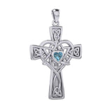 Celtic Heart Birthstone Trinity Cross Silver Pendant TPD5991 - Jewelry