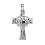 Celtic Heart Birthstone Trinity Cross Silver Pendant TPD5991 - Jewelry
