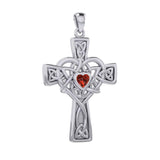 Celtic Heart Birthstone Trinity Cross Silver Pendant TPD5991 - Jewelry