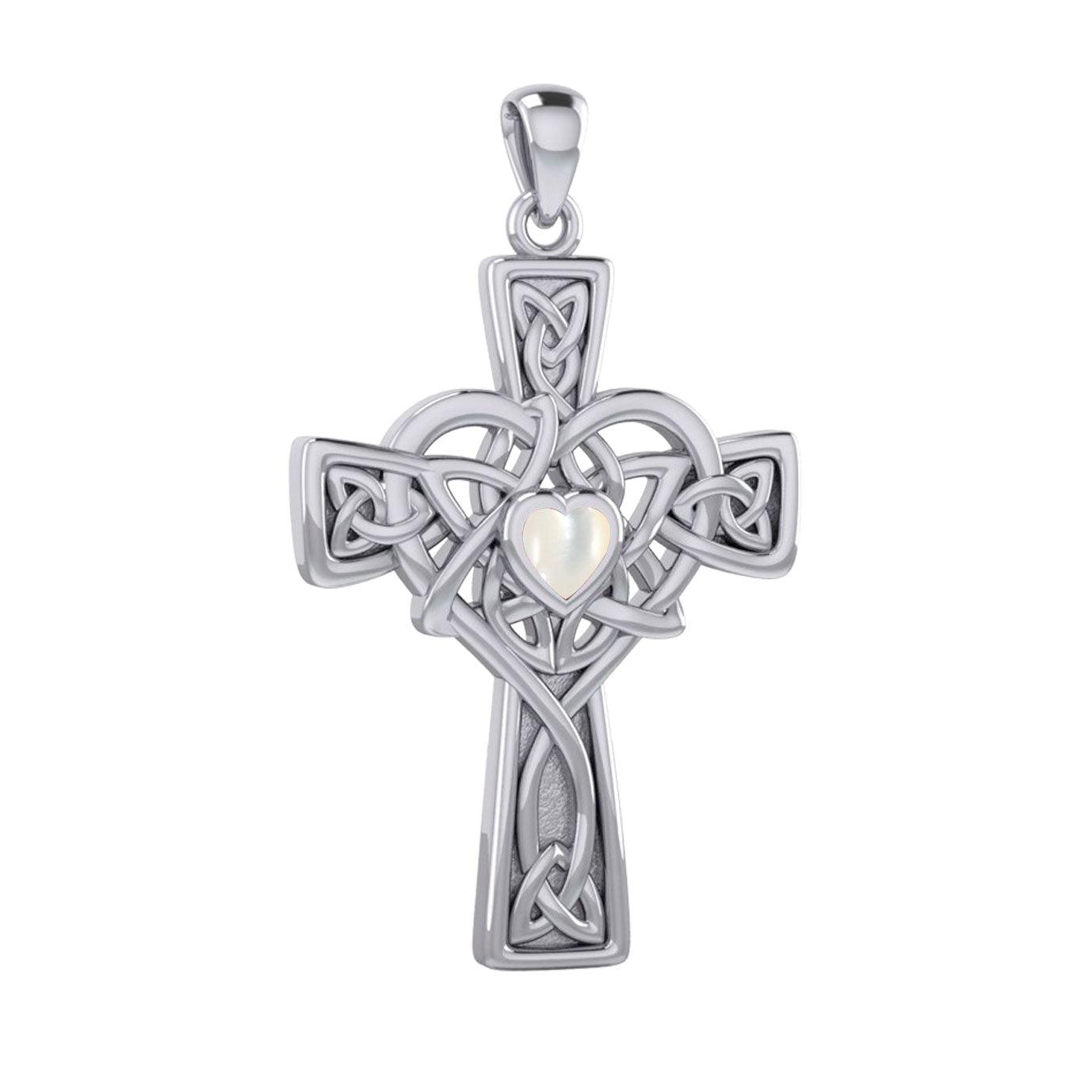 Celtic Heart Birthstone Trinity Cross Silver Pendant TPD5991 - Jewelry