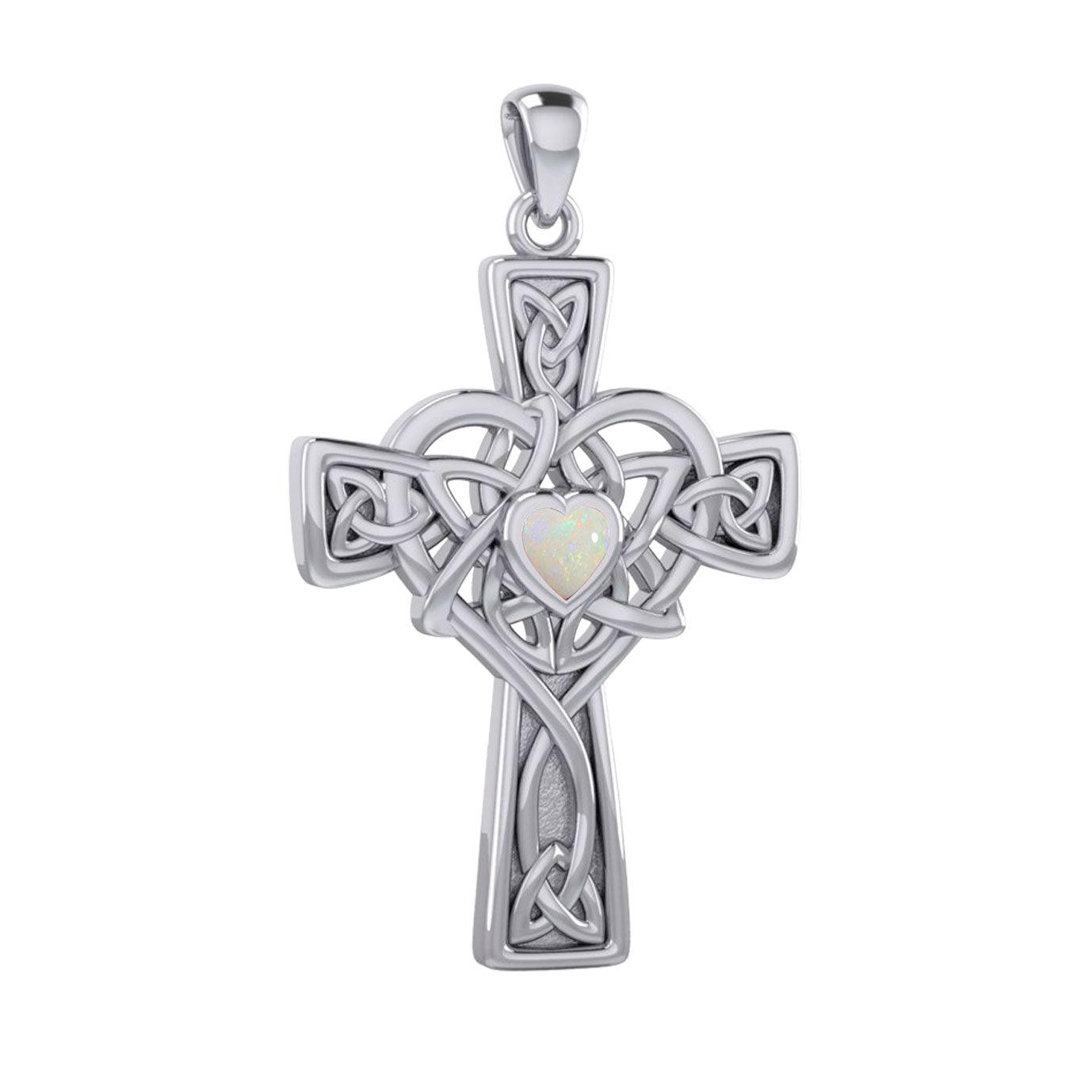 Celtic Heart Birthstone Trinity Cross Silver Pendant TPD5991 - Jewelry