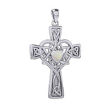 Celtic Heart Birthstone Trinity Cross Silver Pendant TPD5991 - Jewelry
