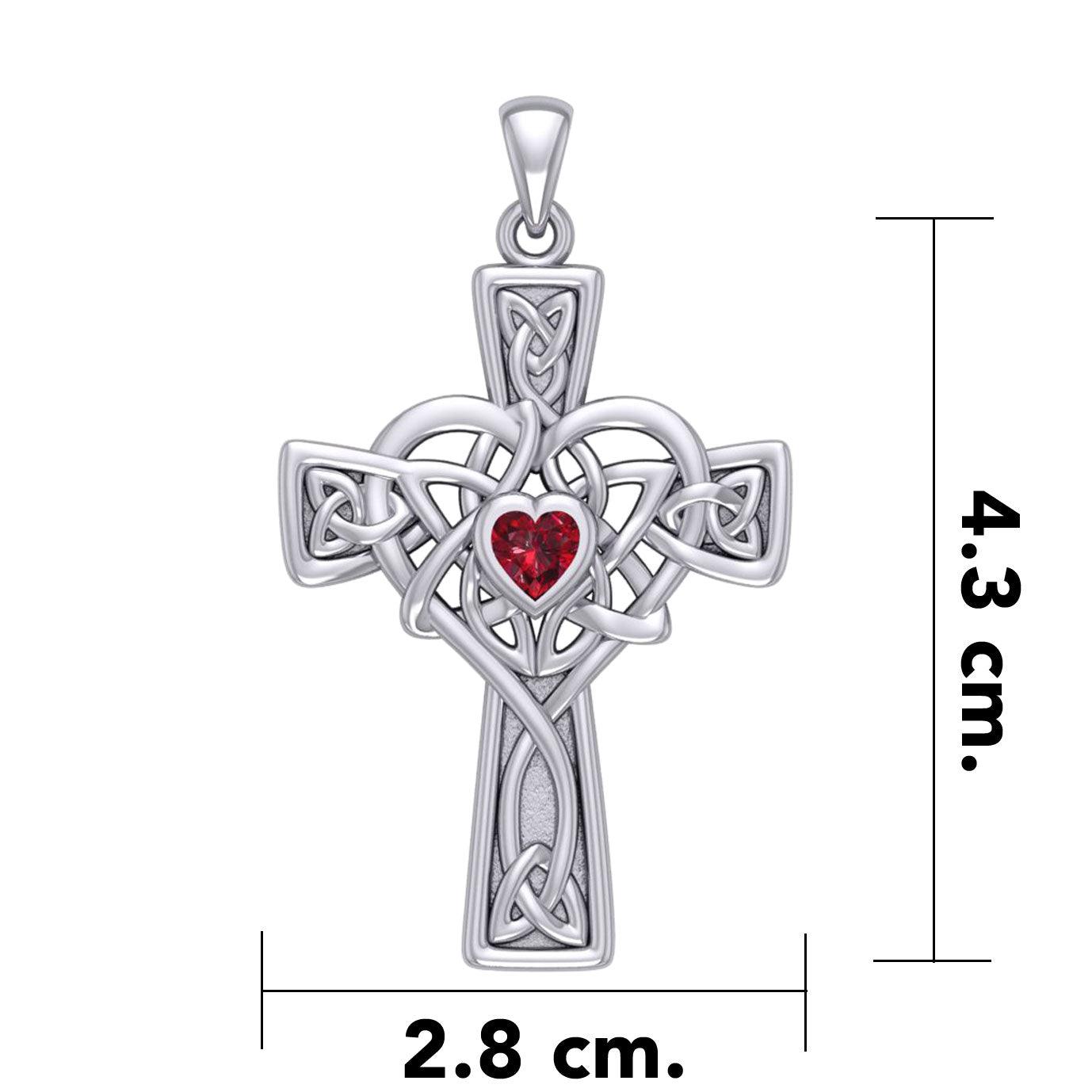 Celtic Heart Birthstone Trinity Cross Silver Pendant TPD5991 - Jewelry