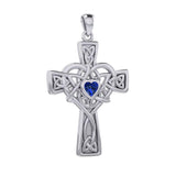 Celtic Heart Birthstone Trinity Cross Silver Pendant TPD5991 - Jewelry