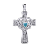 Celtic Heart Birthstone Trinity Cross Silver Pendant TPD5991 - Jewelry